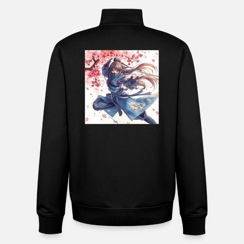 Kirschblüten-Ninja im Blitzangriff - Unisex Organic Zip Sweatshirt von Stanley/Stella - Schwarz