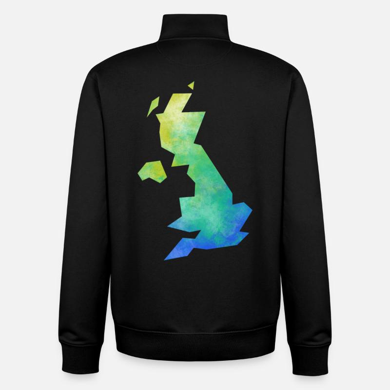 Map UK - Sweat zippé unisexe en coton bio Stanley/Stella - noir