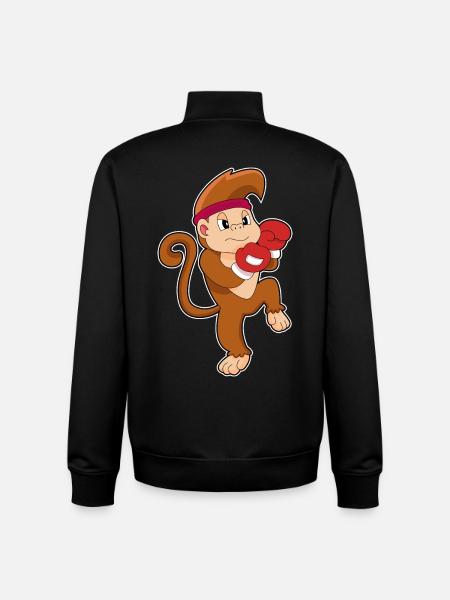 Monkey Boxer Boxing Gloves Boxing - Unisex Organic Zip Sweatshirt by Stanley/Stella - black