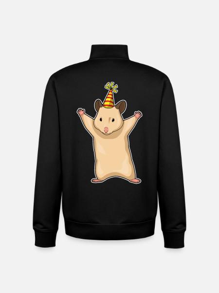 Hamster Birthday Party Hat - Unisex Organic Zip Sweatshirt by Stanley/Stella - black