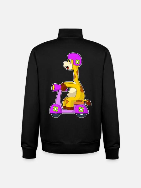 Giraffe Scooter - Unisex Organic Zip Sweatshirt by Stanley/Stella - black