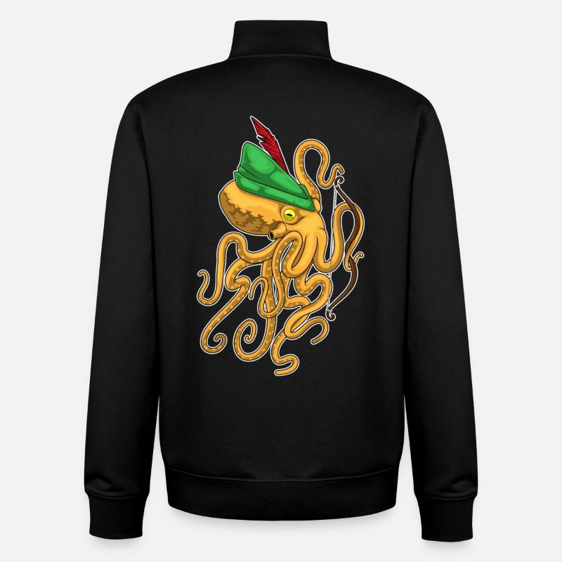 Octopus Archer Bow - Sweat zippé unisexe en coton bio Stanley/Stella - noir