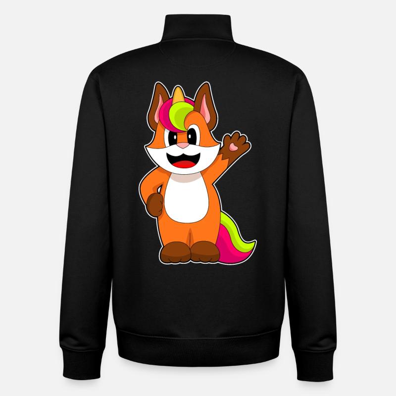 Licorne renard - Sweat zippé unisexe en coton bio Stanley/Stella - noir