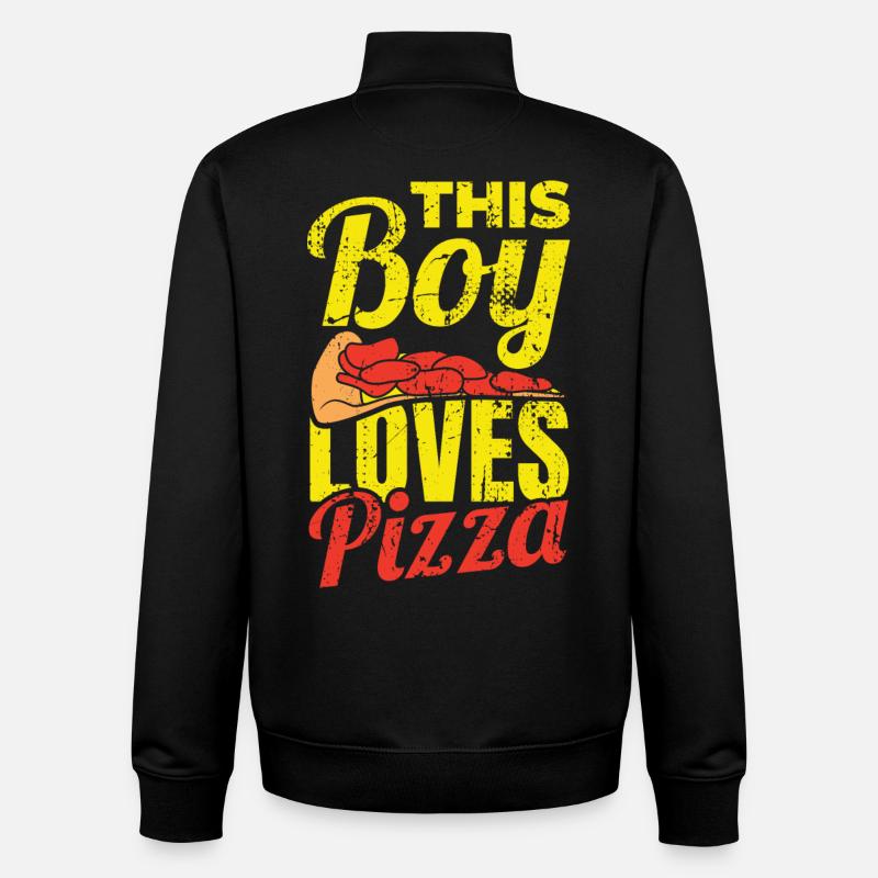 Ce garçon adore la pizza - Sweat zippé unisexe en coton bio Stanley/Stella - noir