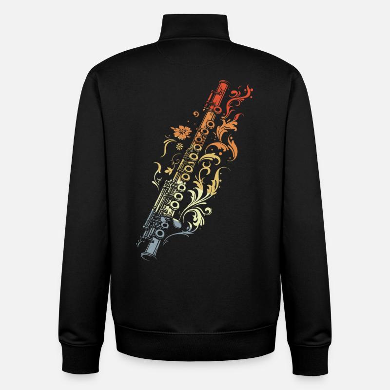 Flûte Graphique Style Rétro - Sweat zippé unisexe en coton bio Stanley/Stella - noir