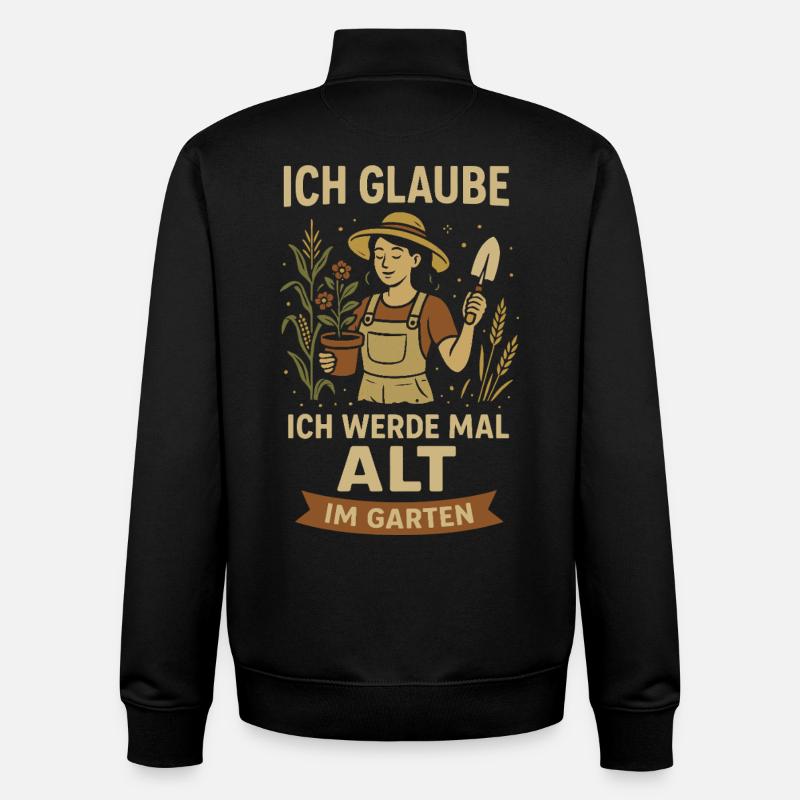 Gartenheldin Spruch Alt im Garten - Unisex Organic Zip Sweatshirt von Stanley/Stella - Schwarz