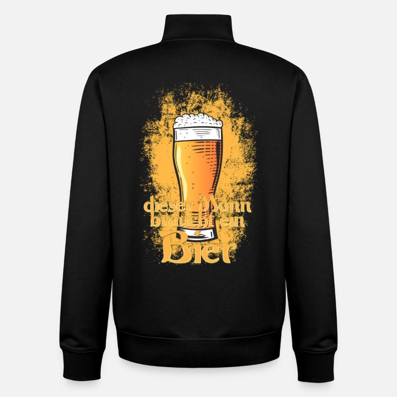 Cet homme a besoin d’une bière - Sweat zippé unisexe en coton bio Stanley/Stella - noir