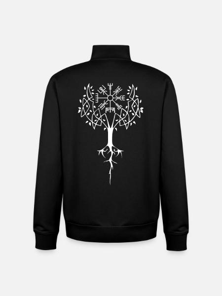 Runic Tree of Life (White) - Unisex Organic Zip Sweatshirt by Stanley/Stella - black