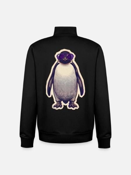 Penguin with sunglasses - Unisex Organic Zip Sweatshirt by Stanley/Stella - black