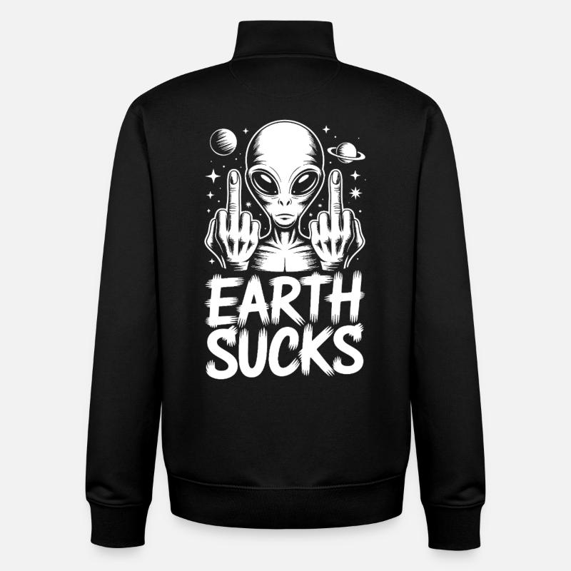 Doigt Puant Extraterrestre - Sweat zippé unisexe en coton bio Stanley/Stella - noir
