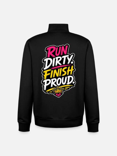 Run Dirty Finish Proud Running Motivation - Unisex Organic Zip Sweatshirt by Stanley/Stella - black