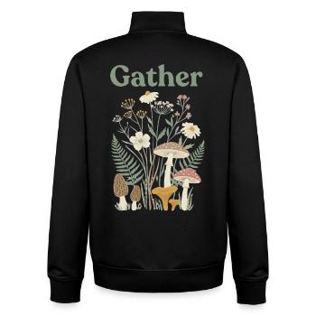 Wildblumen Pilze Waldsammler - Unisex Organic Zip Sweatshirt von Stanley/Stella - Schwarz - Hinten - AI Model Male 185 light (185cm)