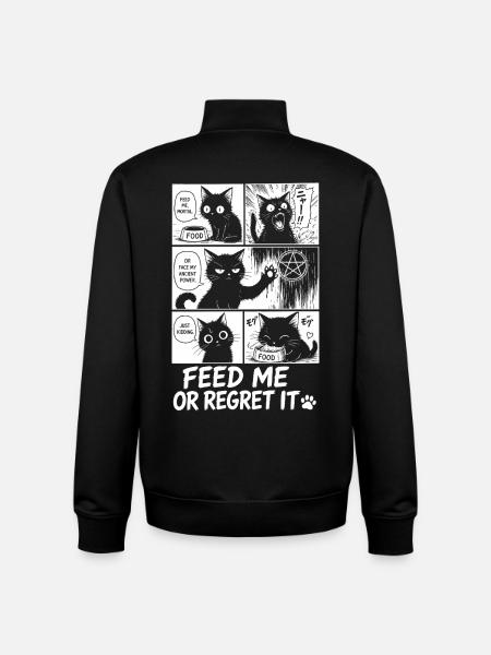 Nourris-moi ou regrette-le, chat - Sweat zippé unisexe en coton bio Stanley/Stella - noir