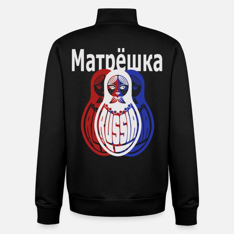 Matryoshka, russe - Sweat zippé unisexe en coton bio Stanley/Stella - noir