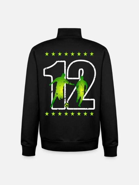 Football jersey number 12 - Unisex Organic Zip Sweatshirt by Stanley/Stella - black