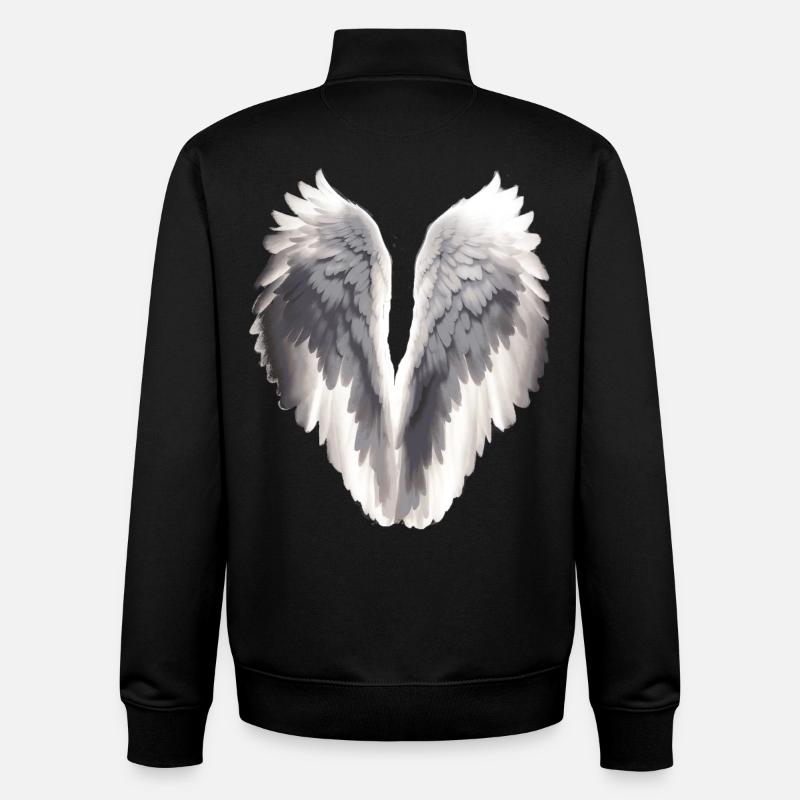 Ailes d’ange - Sweat zippé unisexe en coton bio Stanley/Stella - noir