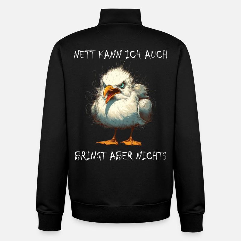 Möwe - Nett kann ich auch, bringt aber nix, Spruch - Unisex Organic Zip Sweatshirt von Stanley/Stella - Schwarz