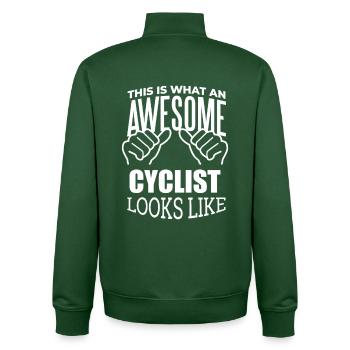 Radfahren - Unisex Organic Zip Sweatshirt von Stanley/Stella - Flaschengrün - Hinten - AI Model Male 185 dark (185cm)