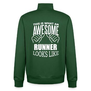 Running - Unisex Organic Zip Sweatshirt by Stanley/Stella - bottle green - Back - AI Model Male 185 dark (185cm)