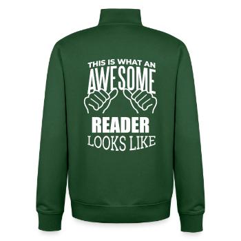 lesen - Unisex Organic Zip Sweatshirt von Stanley/Stella - Flaschengrün - Hinten - AI Model Male 185 dark (185cm)