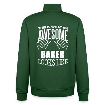 Bäcker - Unisex Organic Zip Sweatshirt von Stanley/Stella - Flaschengrün - Hinten - AI Model Male 185 dark (185cm)