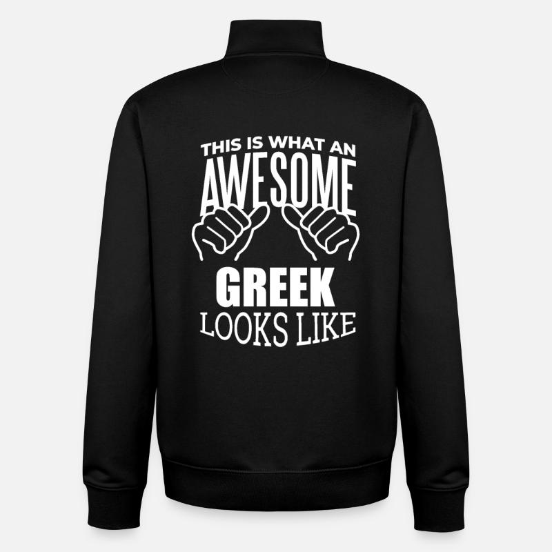 Grèce - Sweat zippé unisexe en coton bio Stanley/Stella - noir