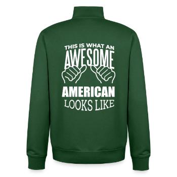 United States - Unisex Organic Zip Sweatshirt by Stanley/Stella - bottle green - Back - AI Model Male 185 dark (185cm)