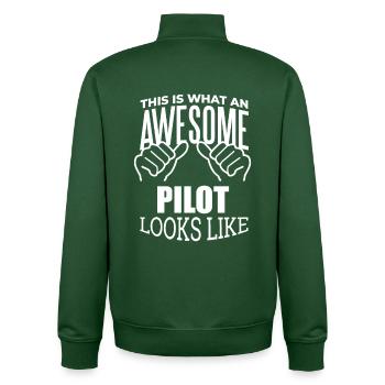 pilote - Sweat zippé unisexe en coton bio Stanley/Stella - vert bouteille - Dos - AI Model Male 185 dark (185cm)