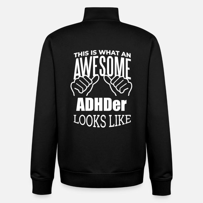 TDAH - Sweat zippé unisexe en coton bio Stanley/Stella - noir