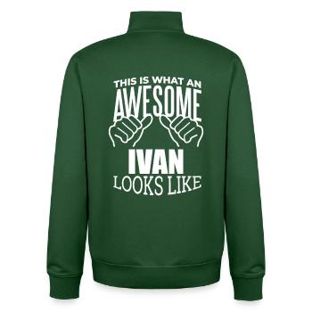 Ivan - Unisex Organic Zip Sweatshirt von Stanley/Stella - Flaschengrün - Hinten - AI Model Male 185 dark (185cm)