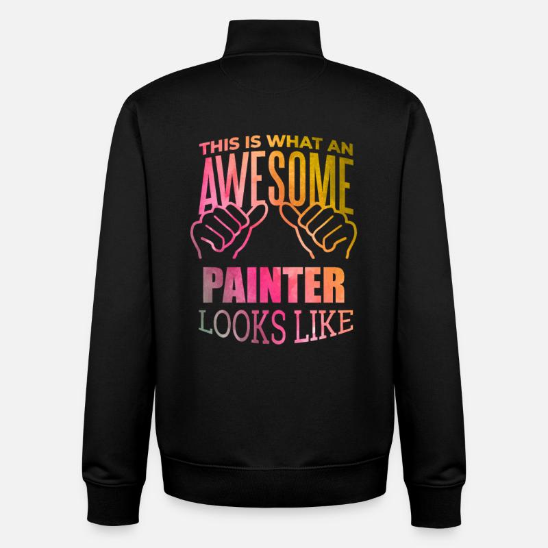 peinture - Sweat zippé unisexe en coton bio Stanley/Stella - noir