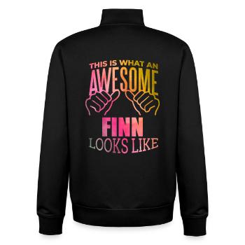 Finlande - Sweat zippé unisexe en coton bio Stanley/Stella - noir - Dos - AI Model Male 185 light (185cm)