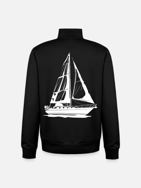 Dessin de voilier - Sweat zippé unisexe en coton bio Stanley/Stella - noir