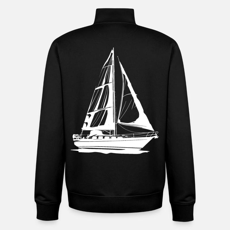 Dessin de voilier - Sweat zippé unisexe en coton bio Stanley/Stella - noir