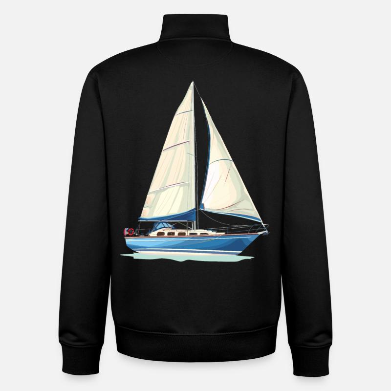 Graphismes de voilier - Sweat zippé unisexe en coton bio Stanley/Stella - noir