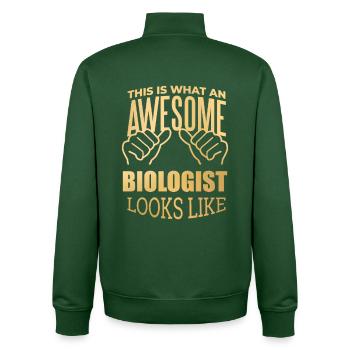 biologie - Sweat zippé unisexe en coton bio Stanley/Stella - vert bouteille - Dos - AI Model Male 185 dark (185cm)