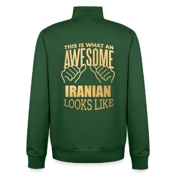 Iran - Unisex Organic Zip Sweatshirt by Stanley/Stella - bottle green - Back - AI Model Male 185 dark (185cm)