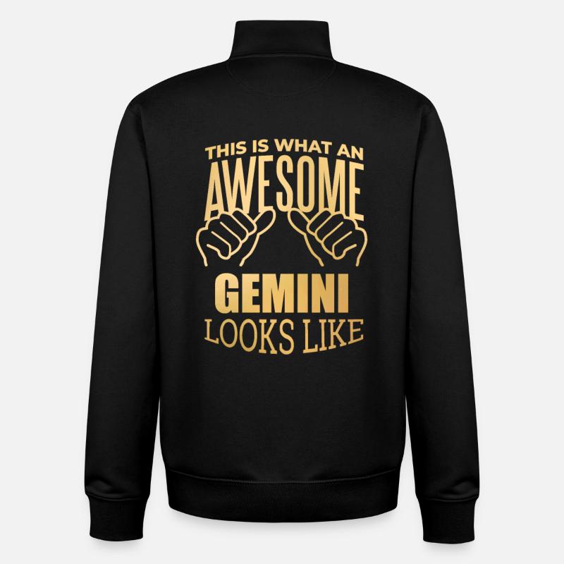 Gémeaux - Sweat zippé unisexe en coton bio Stanley/Stella - noir