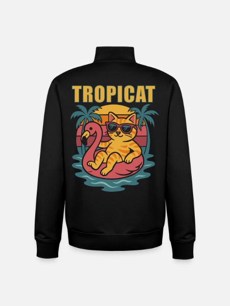 TROPICAT - Funny Sommer Katze Design - Unisex Organic Zip Sweatshirt von Stanley/Stella - Schwarz