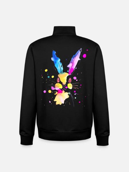 Lapin abstrait à l'aquarelle 🐇 - Sweat zippé unisexe en coton bio Stanley/Stella - noir