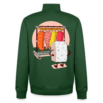 Casier SUSHI - Sweat zippé unisexe en coton bio Stanley/Stella - vert bouteille - Dos - AI Model Male 185 dark (185cm)