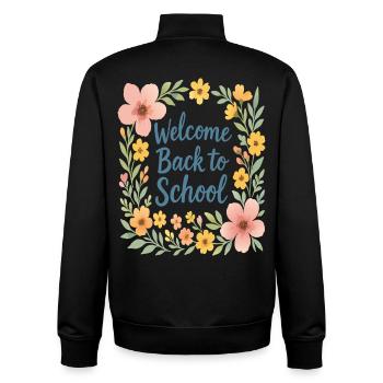 Back to School Floral Design - Unisex Organic Zip Sweatshirt by Stanley/Stella - black - Back - AI Model Male 185 light (185cm)