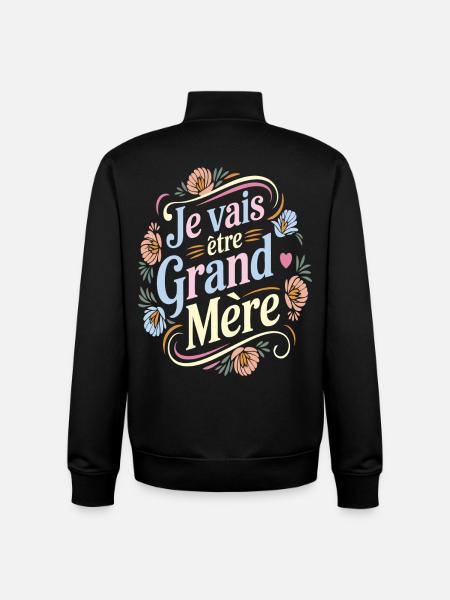 Future grandmother quote floral design - Unisex Organic Zip Sweatshirt by Stanley/Stella - black