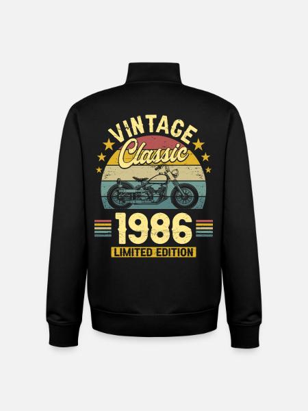 1986 Biker 40th Birthday Man - Unisex Organic Zip Sweatshirt by Stanley/Stella - black