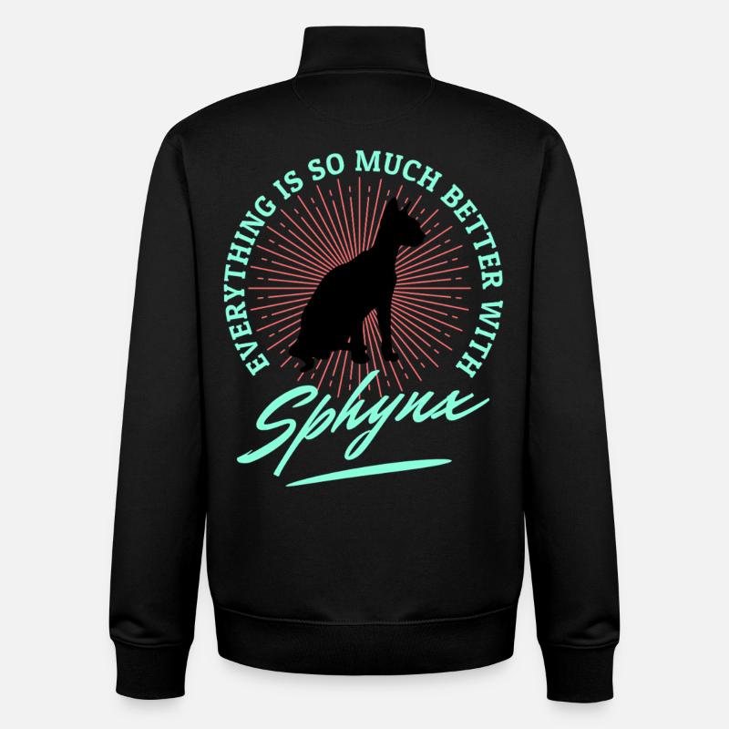 Dictons drôles du chat Sphynx - Sweat zippé unisexe en coton bio Stanley/Stella - noir