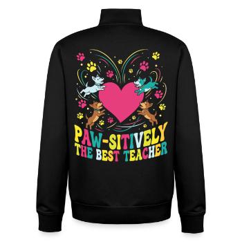 Pfotenhaft der beste Lehrer-Hunde-Liebhaber - Unisex Organic Zip Sweatshirt von Stanley/Stella - Schwarz - Hinten - AI Model Male 185 light (185cm)