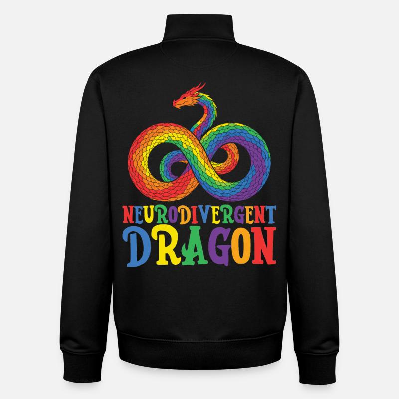 Sensibilisation à l’autisme du Dragon Neurodivergent - Sweat zippé unisexe en coton bio Stanley/Stella - noir
