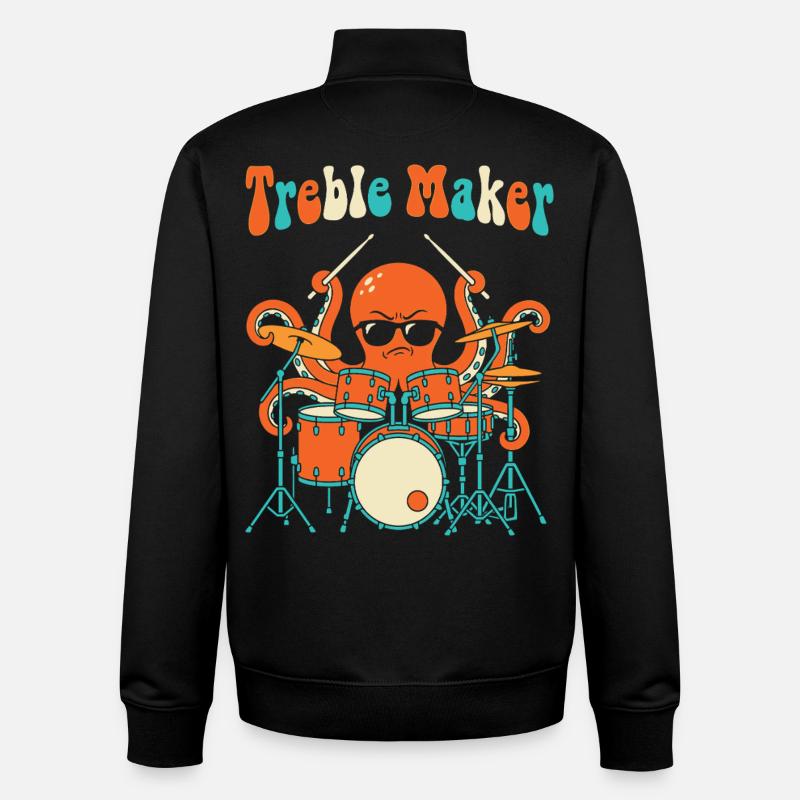 Treble Maker Drummer Musician Pun Drum - Unisex Organic Zip Sweatshirt by Stanley/Stella - black