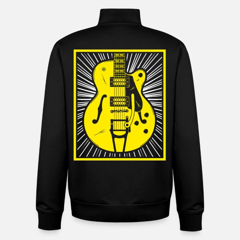 Retro Guitar Silhouette - Unisex Organic Zip Sweatshirt by Stanley/Stella - black