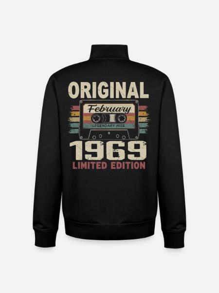 February 1969, February 1969 Birthday Gift - Unisex Organic Zip Sweatshirt by Stanley/Stella - black